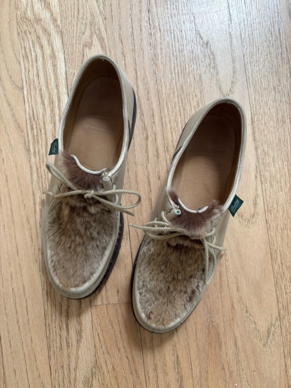 Paraboot Women’s Beige Derby Lace-Up Shoes size 8.5